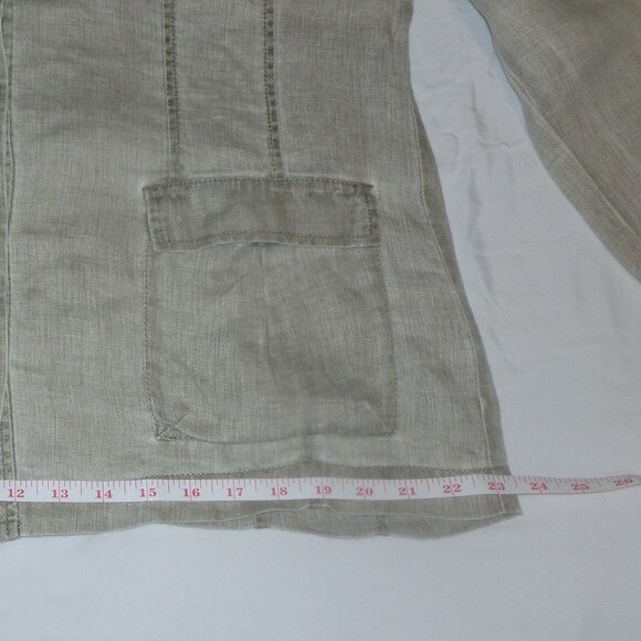 Eileen Fisher L Chambray 100% Linen Dove Gray Button Front Tailored Jacket EUC - Picture 10 of 11
